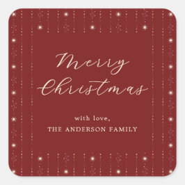 Adesivo Quadrado Vermelho E Estrelas Creme Feliz Natal