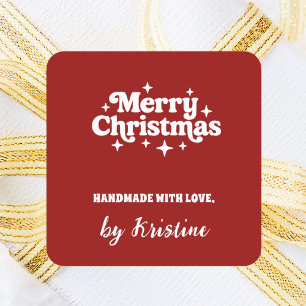 Adesivo Quadrado Vermelho feito à mão por embrulho de presente de N
