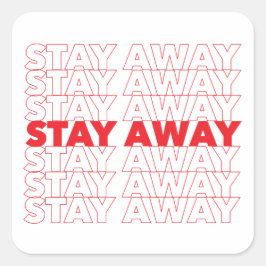 Adesivo Quadrado Vermelho Fica Longe da Distância Social