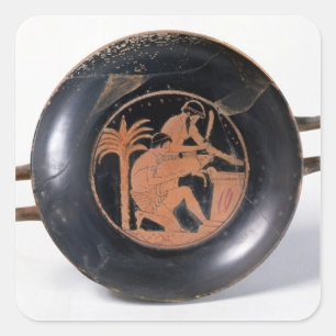 Adesivo Quadrado Vermelho-figura copo do sótão