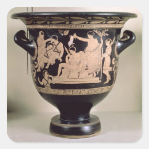 Adesivo Quadrado Vermelho-figura krater do sótão que descreve