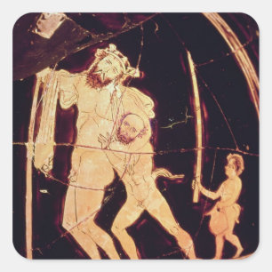 Adesivo Quadrado Vermelho-figura vaso do sótão