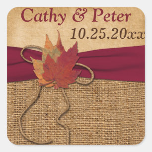 Adesivo Quadrado Vermelho IMPRESSO da FITA - folhas de outono -
