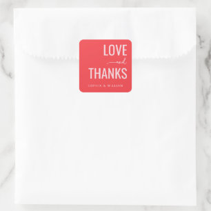 Adesivo Quadrado Vermelho Quente Minimalista Amor e Gratidão Casame