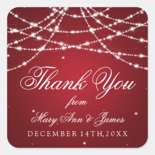 Adesivo Quadrado Vermelho Sparkling da corda do Tag do favor do