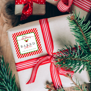 Adesivo Quadrado Vermelho Verde Pelado Com Amor, Natal