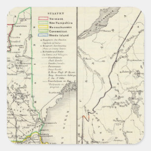 Adesivo Quadrado Vermont, New Hampshire, Massachusetts