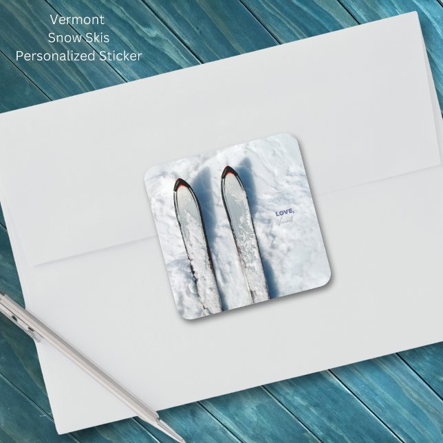 Adesivo Quadrado Vermont Ski Sticker (Vermont Snow Skis Personalized Sticker)