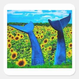 Adesivo Quadrado Vermont Whale Tails with Sunflowers Sticker