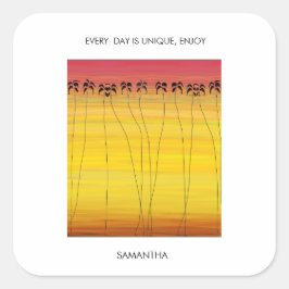 Adesivo Quadrado Verões tropicais e silhuetas de coco