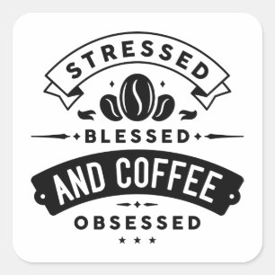 Adesivo Quadrado Vestido Abençoado E Café Obcecado