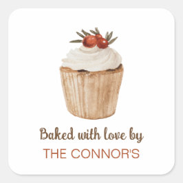 Adesivo Quadrado Vestido com Cupcake de Natal