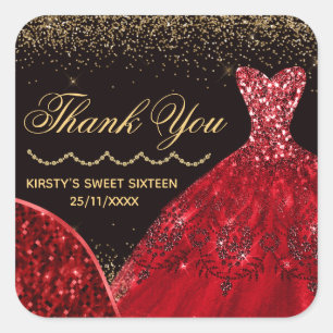 Adesivo Quadrado Vestido da Água Vermelha doce 16