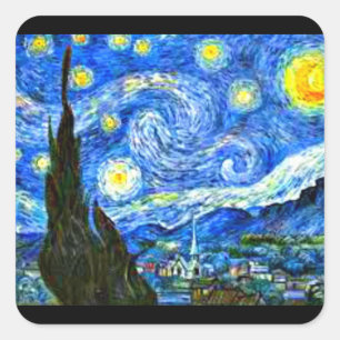 Adesivo Quadrado Vestido de arte, Van Gogh, Starry Night