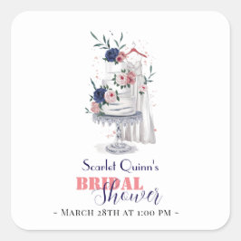 Adesivo Quadrado Vestido de casamento branco de cor-d-água moderna