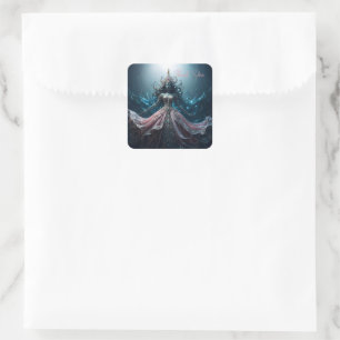 Adesivo Quadrado Vestido de Chá de Noiva Obrigado