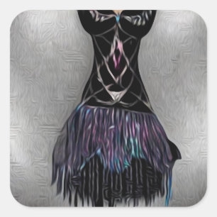 Adesivo Quadrado Vestido De Flapper Pintado A Escuro