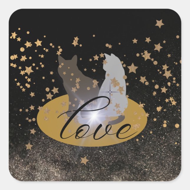 Adesivo Quadrado Vestido de gato apaixonado (Frente)