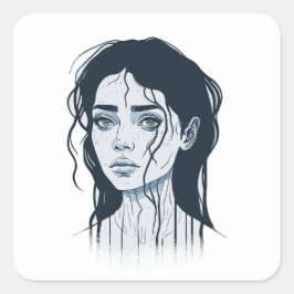 Adesivo Quadrado Vestido de moça