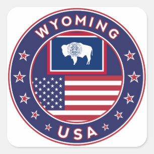 Adesivo Quadrado 'Vestido de Wyoming, capa de telefone, saco de tot