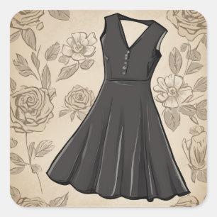 Adesivo Quadrado Vestido Negro Clássico (LBD)
