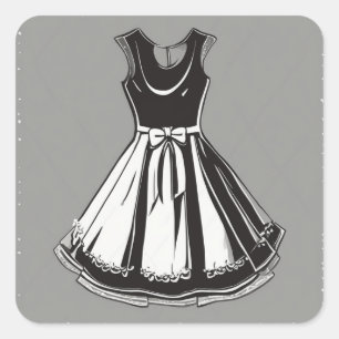 Adesivo Quadrado Vestido Preto Elegante