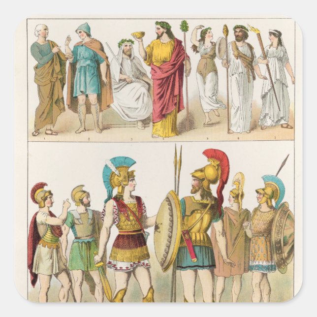 Adesivo Quadrado Vestido Religioso e Militar Grego (Frente)