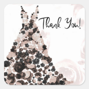 Adesivo Quadrado Vestido Rosa Floral Preto Classe Bridal Shower