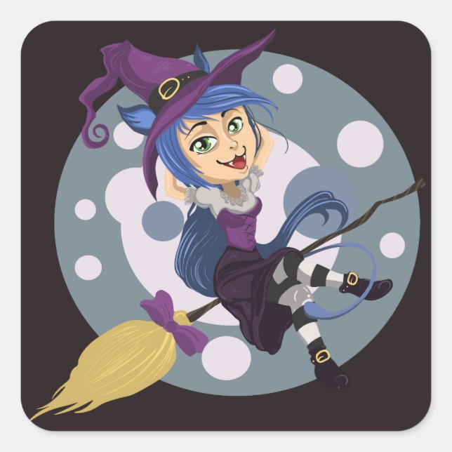 Adesivo Quadrado Vestidos de bruxa (Frente)