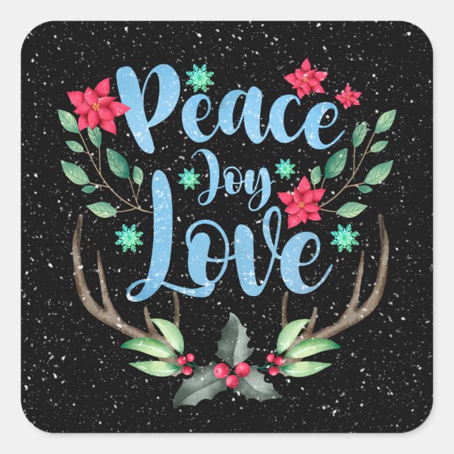 Adesivo Quadrado Vestidos de Natal nos Flocos de Neve (Frente)