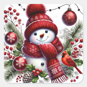 Adesivo Quadrado Vestidos de Neve Natal