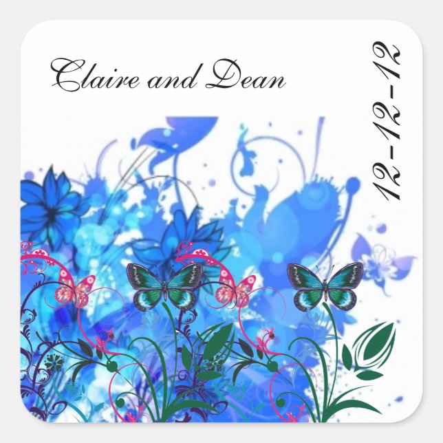 ADESIVO QUADRADO VESTÍGIOS ELEGANTES DE SELOS DE ENVELOPE DE CASAME (Frente)