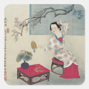 Adesivo Quadrado Vestir-se de manhã