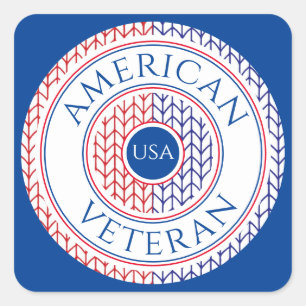 Adesivo Quadrado VETERAN AMERICAN Small Square Stickers / Azul