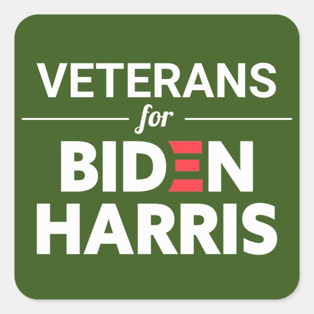 Adesivo Quadrado Veteranos para Biden Harris Texto Personalizado Ve (Frente)
