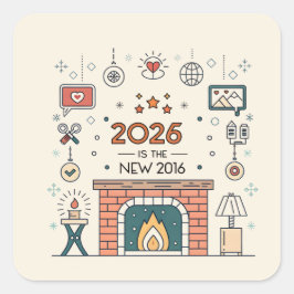 Adesivo Quadrado Vetor de Cultura Aconchegante 2026 é o Novo 2016