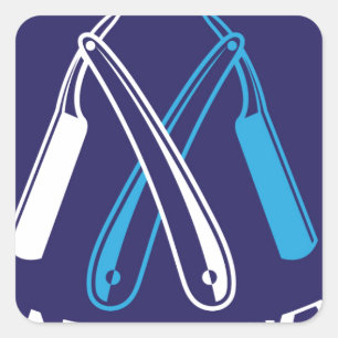 Adesivo Quadrado Vetor do ícone do logotipo da barbearia