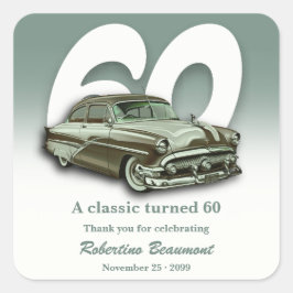 Adesivo Quadrado Viagem Clássico Carro Verde Faz 60 Anos