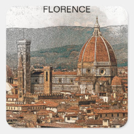 Adesivo Quadrado Viagem da Catedral de Florence Italy Duomo