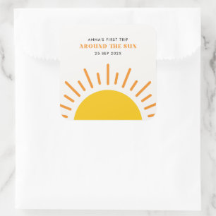 Adesivo Quadrado Viagem de 1rua ao redor do sol Primeiro Aniversári