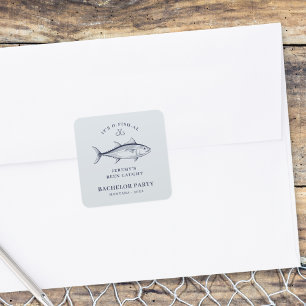 Adesivo Quadrado Viagem de Pesca do Noivo na Despedida de Solteiro