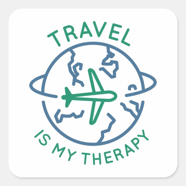Adesivo Quadrado Viagem é minha terapia (Frente)