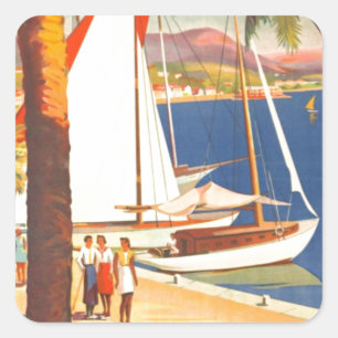 Adesivo Quadrado Viagem francês Vintage Cote D'Azur