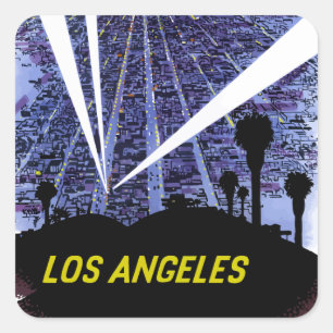 Adesivo Quadrado Viagem Los Angeles da linha aérea do vintage