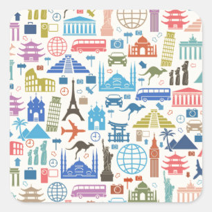 Adesivo Quadrado viagem mundial