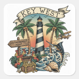 Adesivo Quadrado Viagem para Key West Flórida