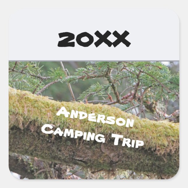 Adesivo Quadrado Viagem russa ao ar livre para acampamento familiar (Frente)