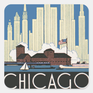 Adesivo Quadrado Viagens Antigas Chicago Tem Tudo Cidade Skyline