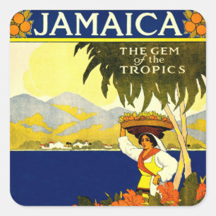 Adesivo Quadrado Viagens vintage da Poster: Jamaica