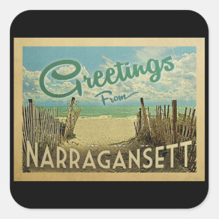 Adesivo Quadrado Viagens vintage da praia de Narragansett